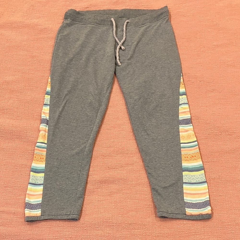 Rip Curl large wm’s Gray Joggers with Multicolor Stripes